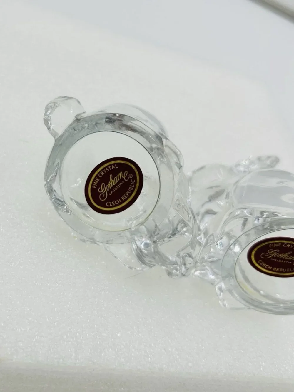 Gorham Fine Crystal Glass Bunny Rabbit Salt & Pepper Shakers Czech Republic NEW